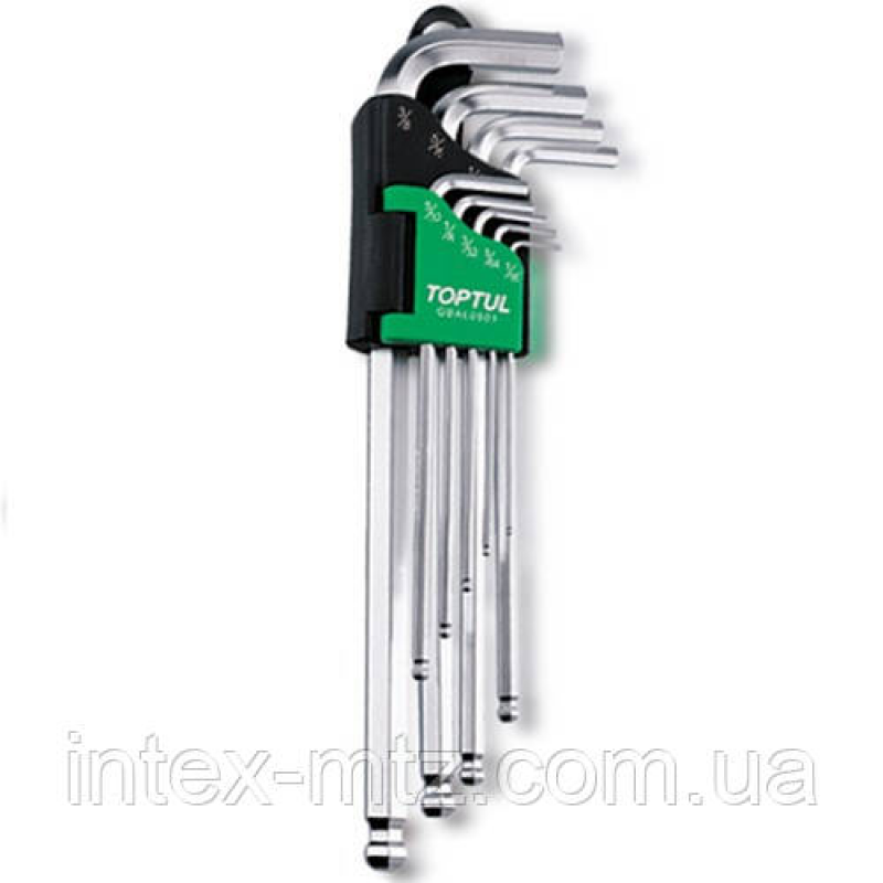 Набір дюймових Р-обр. шестигранників з кулею 1/16“-3/8“ 9ед. TOPTUL GBAL0901
