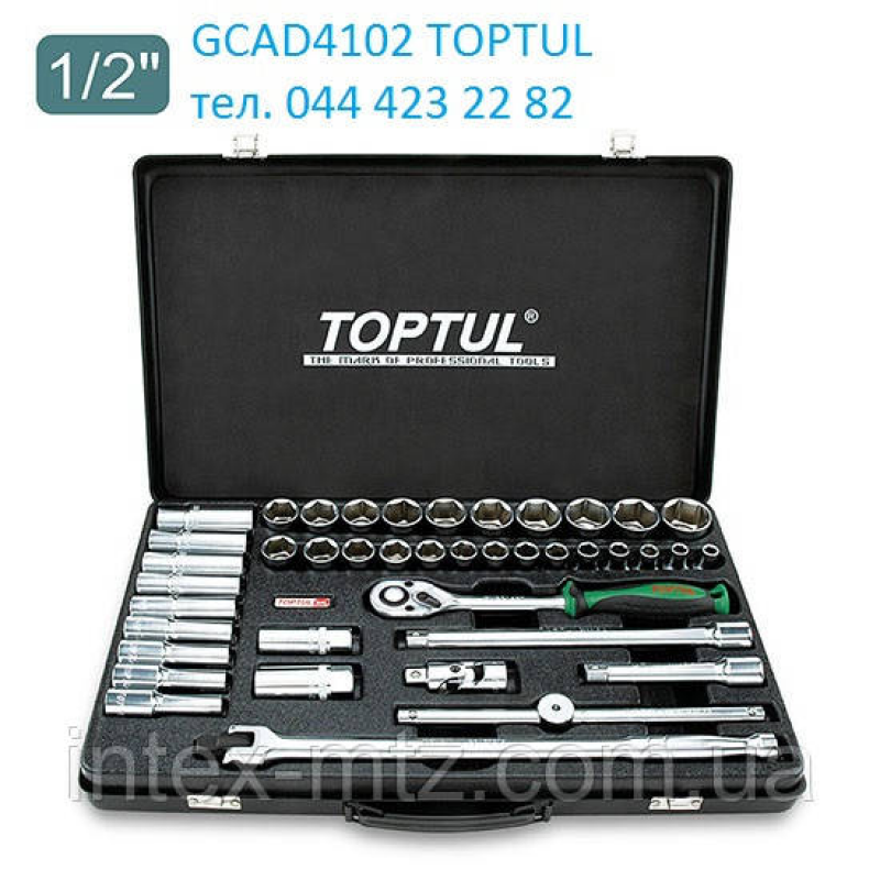 Набір інструменту комбінований 1/2“ (короткі+довгі головки) TOPTUL GCAD4102