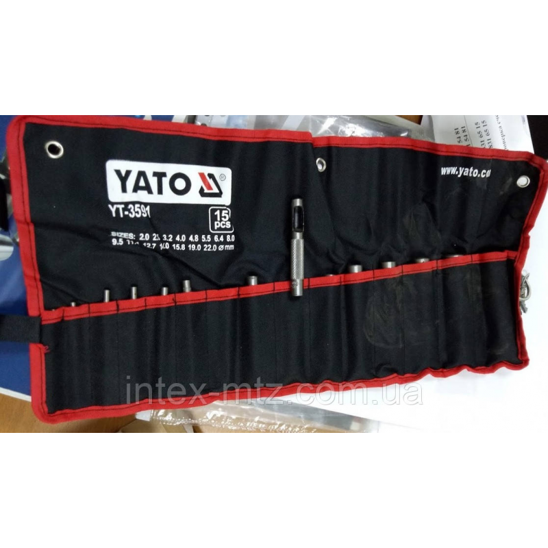 Набір пробійників 2-22 мм 15 предметів YATO YT-3591