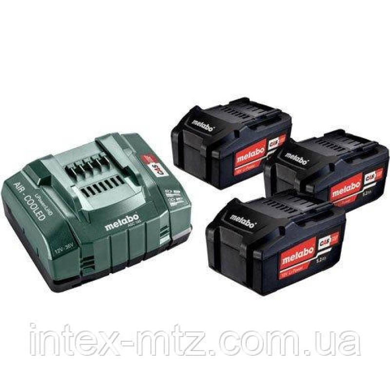 Комплект Metabo CAS 3 акумулятора Li-Power 18В 5,2 Ач + зарядний ASC 145 12-36В