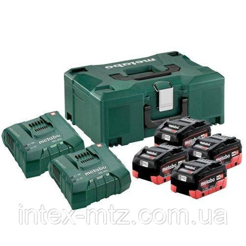 Комплект акумуляторів і зарядних пристроїв Metabo 4 x LiHD 8,0 + MetaLoc II
