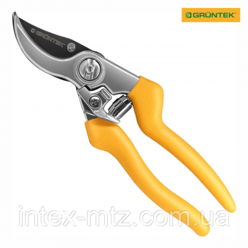 Секатор GRUNTEK Gerfalke жовтий 210 мм з наковаленкою